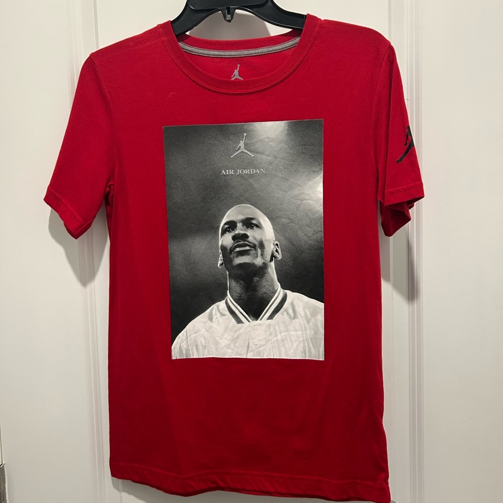 Jordan Red Short Sleeve Tee with Photographic Print